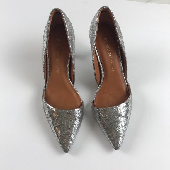 Rebecca Minkoff Shoes - Rebecca Minkoff Silver Metallic Kalen Pumps Size 5